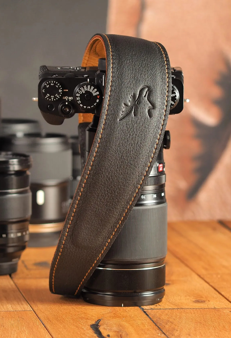 60mm-schwarz-natur-KN-3 EDDYCAM Ledertrageriemen mit Prägung, schwarz-natur KN