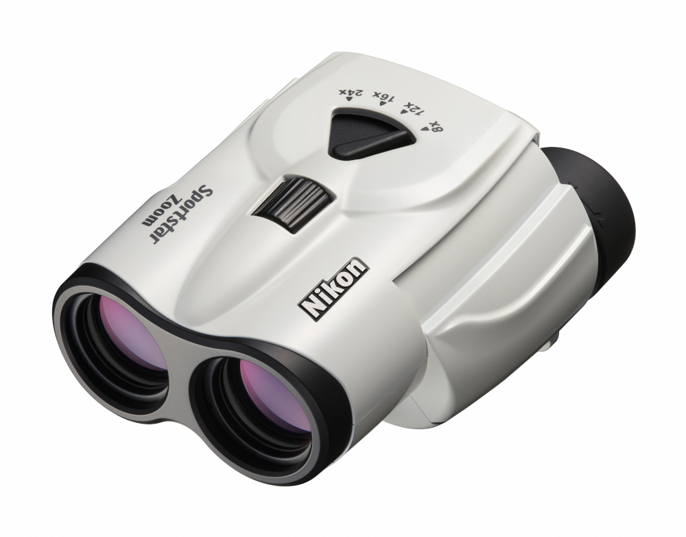 Sportstar ZOOM Fernglas, NIKON, 8x25, weiß, liegend eingeklappt