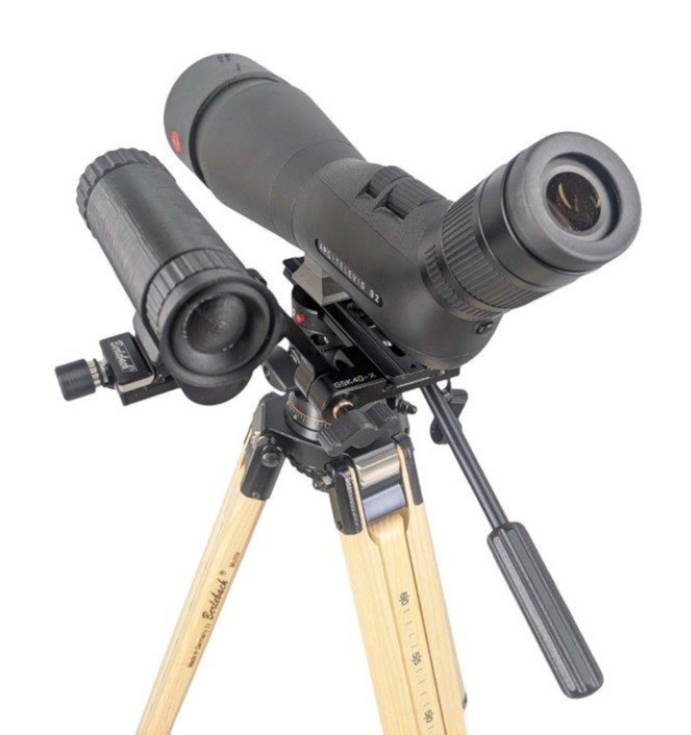 Berlebach Parallelgelenkhalter PGH 80 - mit Spektiv und Nachtsichtgerät