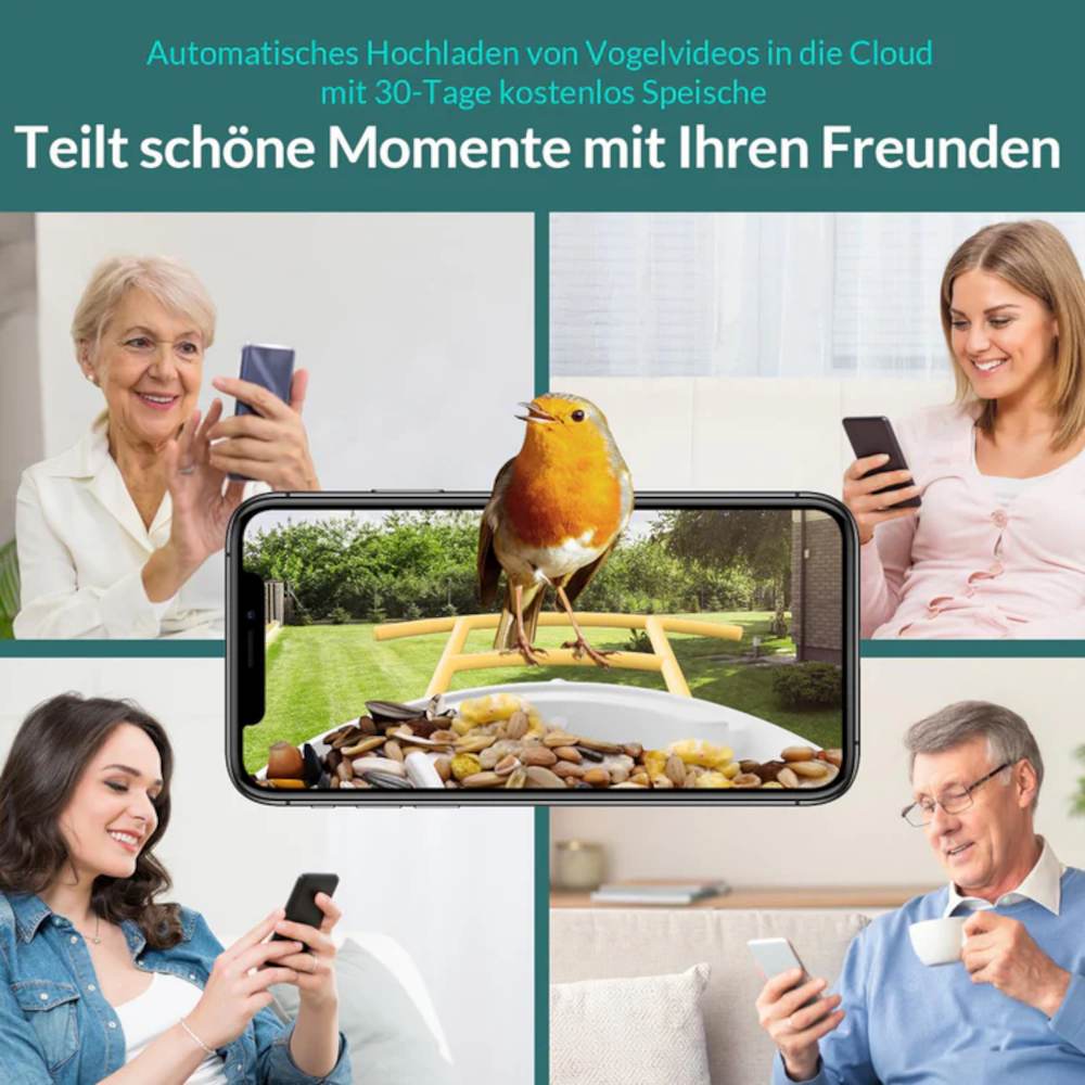 Birdfy Feeder Beobachtungen mit Freunden teilen