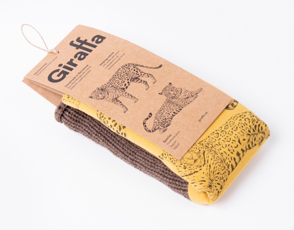 Giraffa - Jaguar ocker & grau Schlauchtuch, mit Strick
