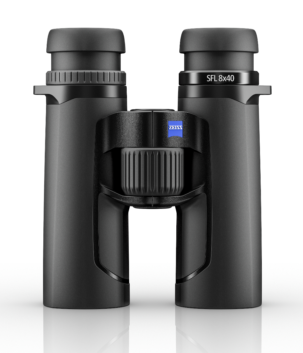 Zeiss SFL 8x40 Fernglas, front mit ausgedrehten Augenmuscheln