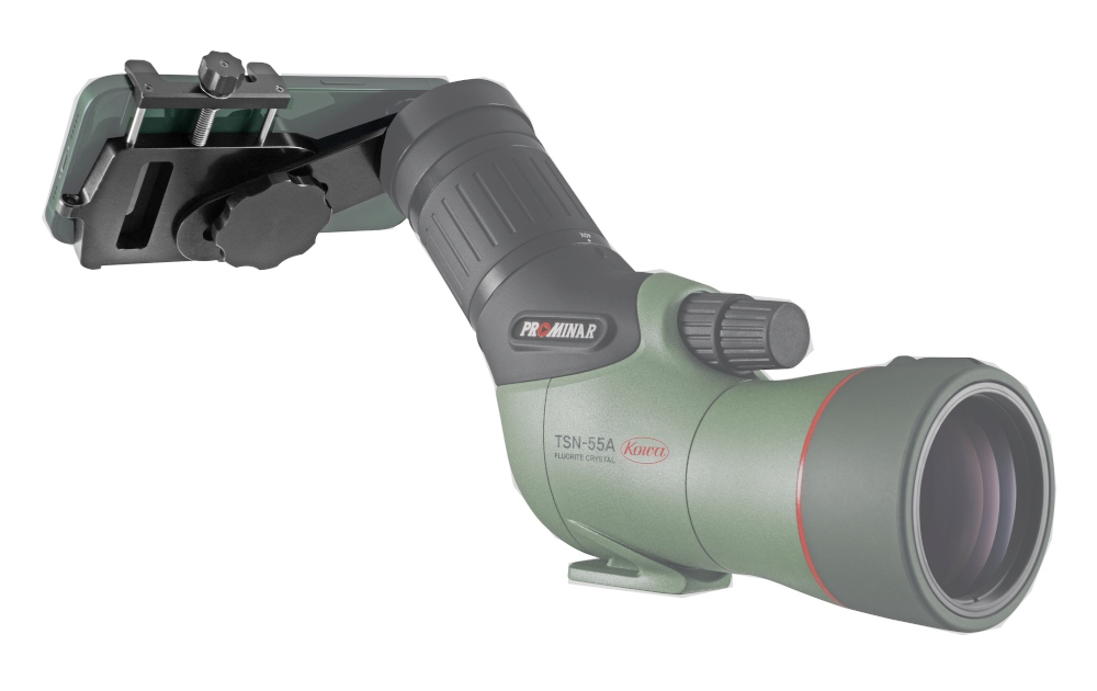 Universal Smartphoneadapter Smartoscope von KOWA in Anwendung am Spektiv