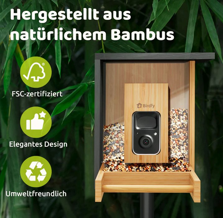 Bamboo mini Vogelfutterstation m. Kamera