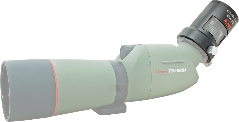 KOWA_Kameraadapter_TSN-PA8_mit_Spektiv_seite Kowa Optimed Kameraadapter zur Montage von DSLR und System-Kameras an Kowa Spektive TSN-Prominar