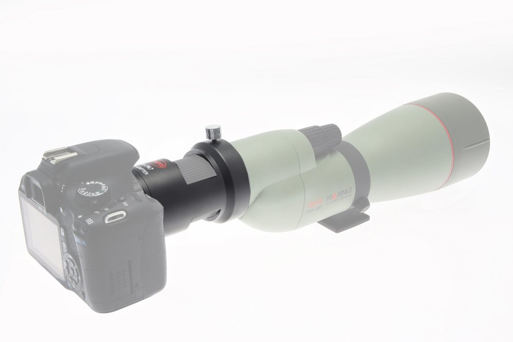 KOWA_Kameraadapter_TSN-PA7A_mit_Kamera_Spektiv_seite2 Kowa Optimed Kameraadapter TSN-PA7A für Okular TE-10Z & TE-11WZ an DSLR- und Systemkameras