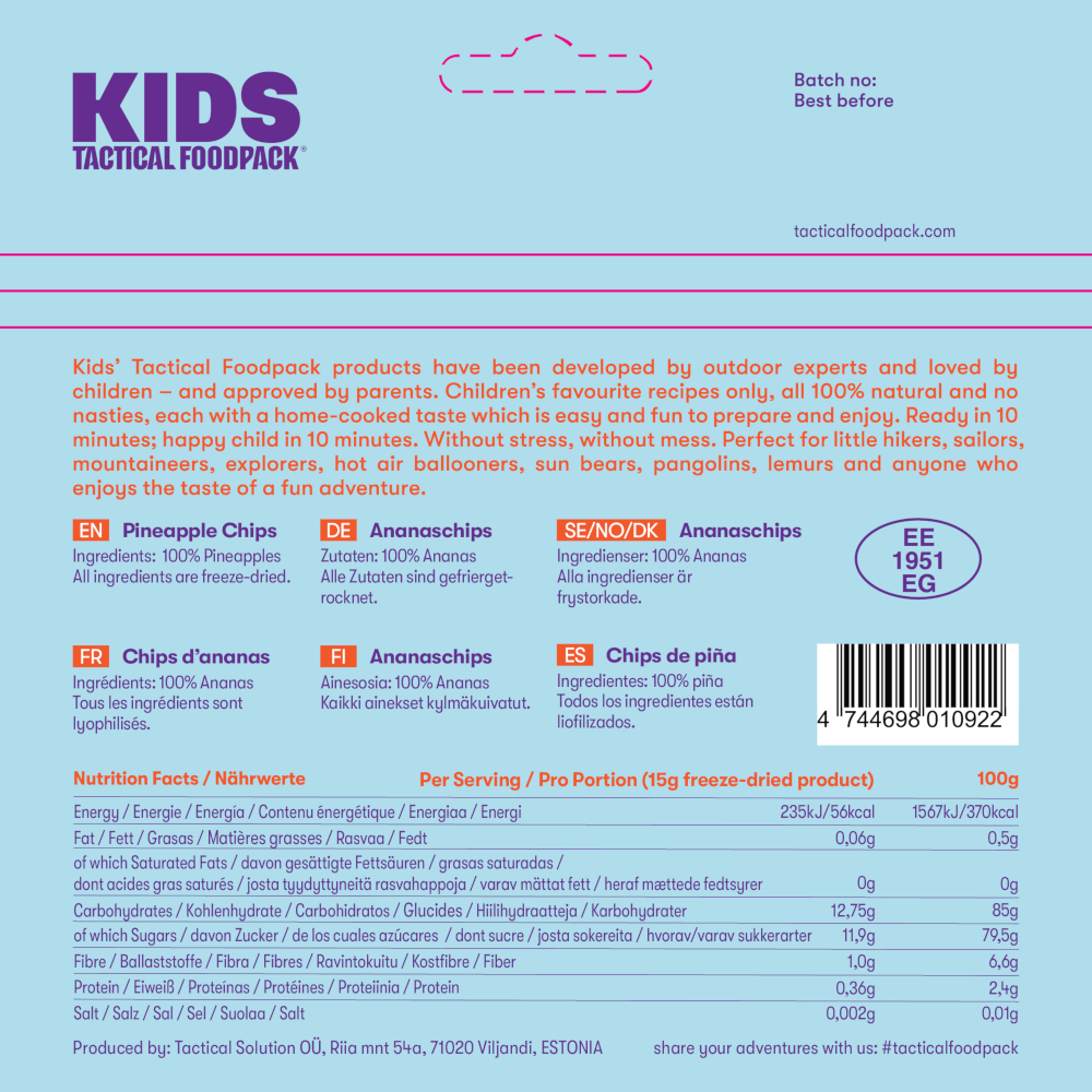 Gaiagames Tactical Foodpack Kids, Ananaschips Rückseite