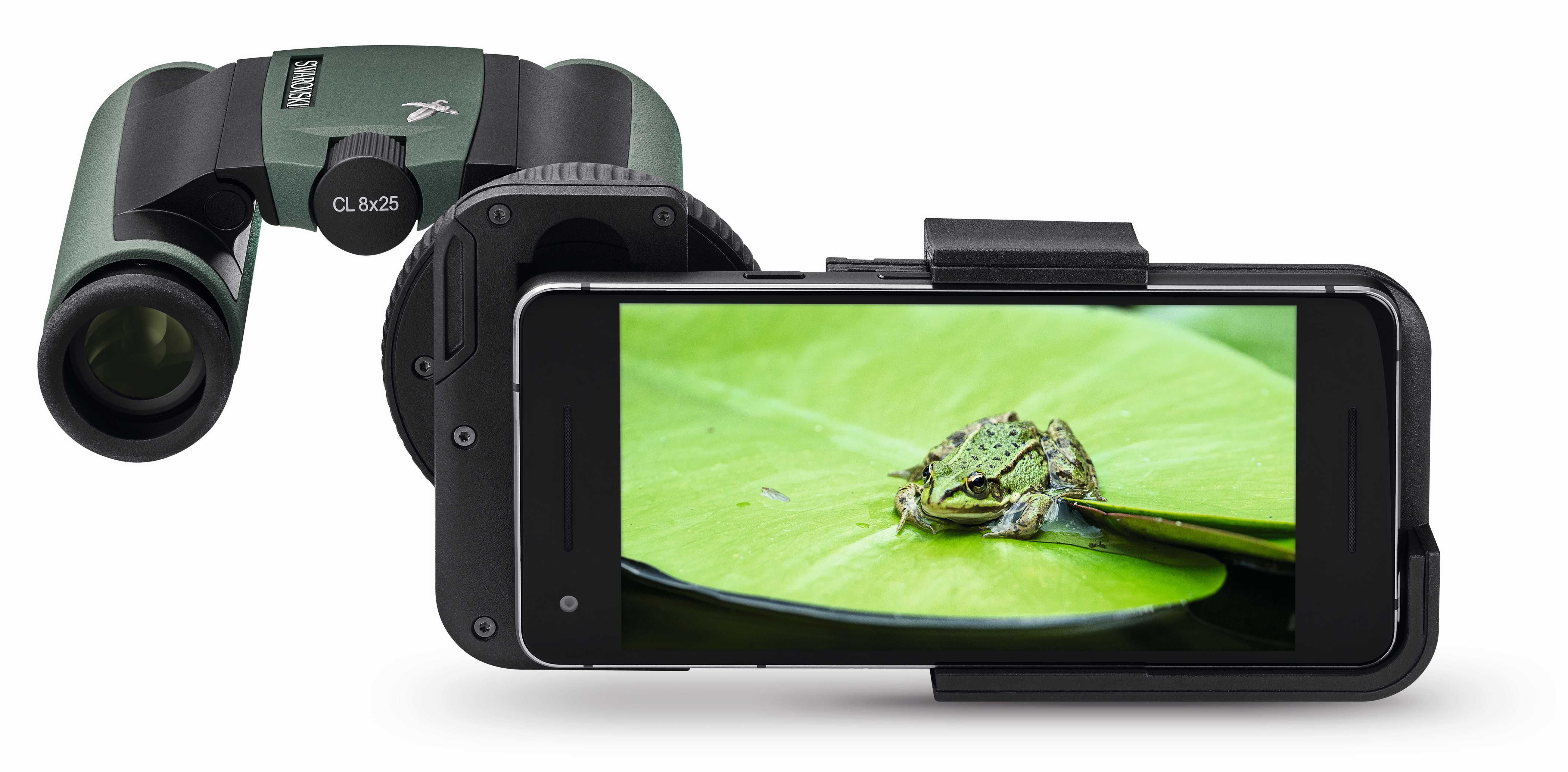 AR-Bs in Verbindung mit VPA-Adapter und Swarovski CL Pocket, mit Teichfrosch