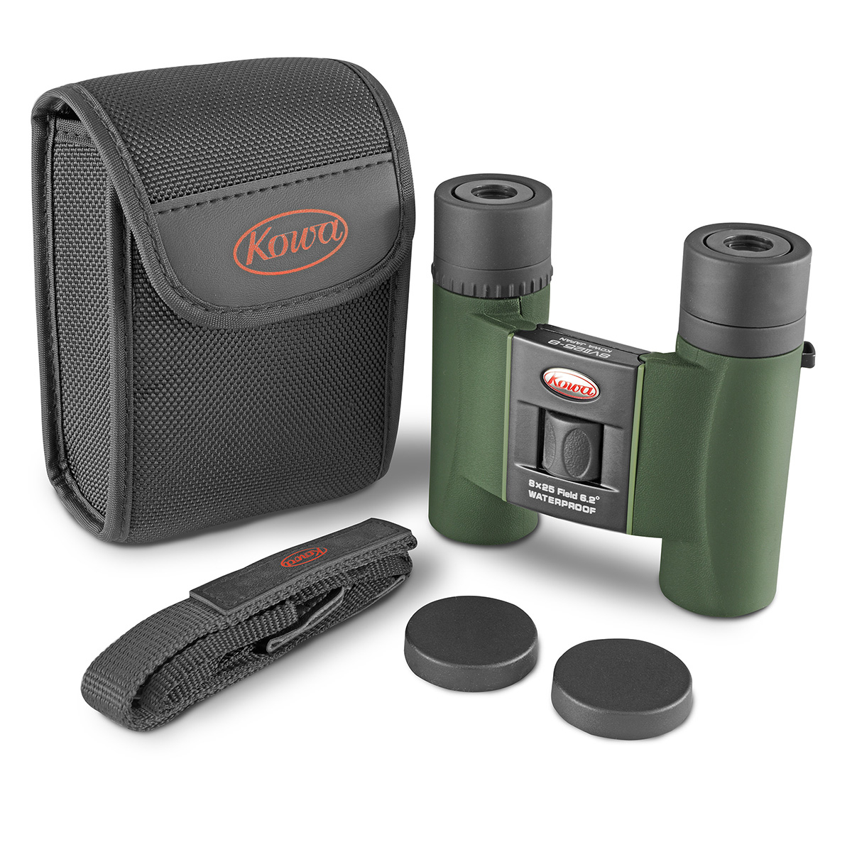 SVII-8x25-set Kowa SV II 8x25, stehend mit Zubehör