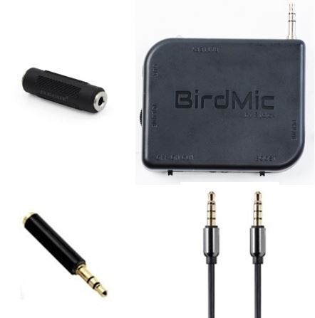 BIRDMIC Audioschnittstelle im Paket enthalten, mit verschiedenen Verbindungsmöglichkeiten