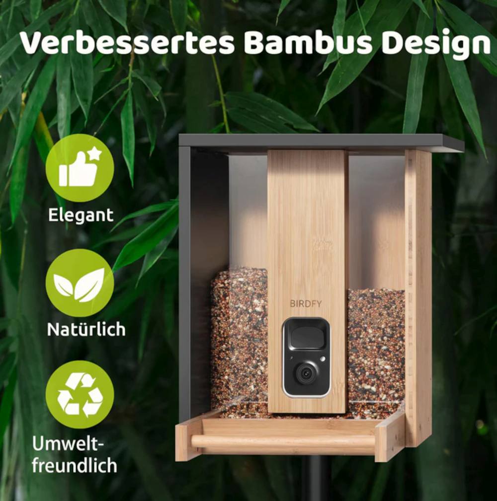 Birdfy Bamboo Feeder in verbessertem Bambus-Design