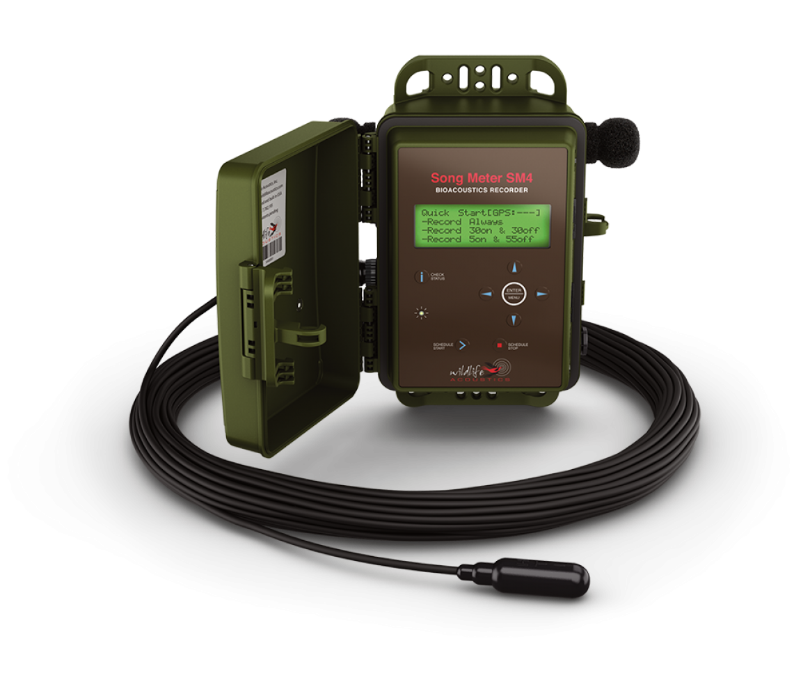 Wildlife Acoustics, Song Meter SM 4, offen mit Mikrofonkabel
