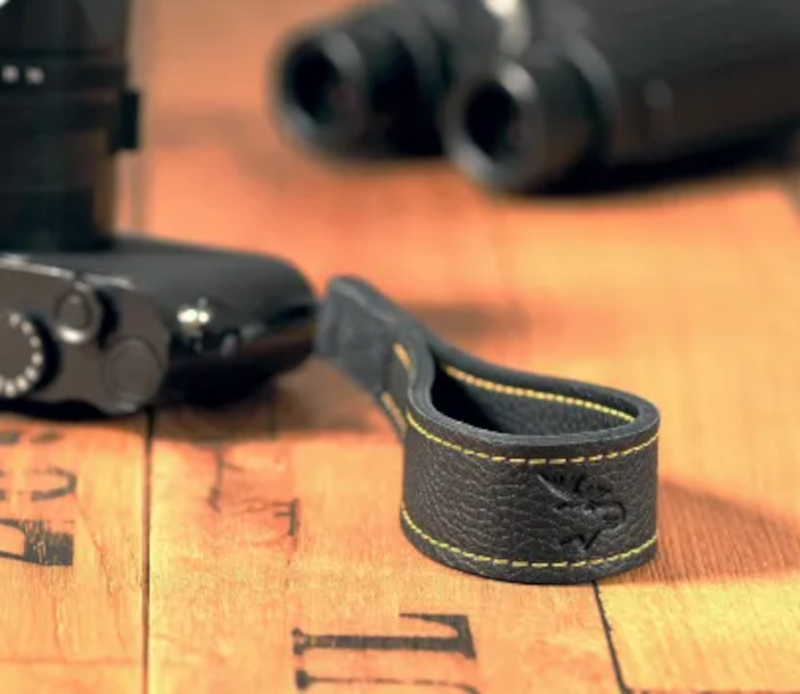 EDDYCAM 33mm Elchleder-Handschlaufe, schwarz KN gelb, Prägung