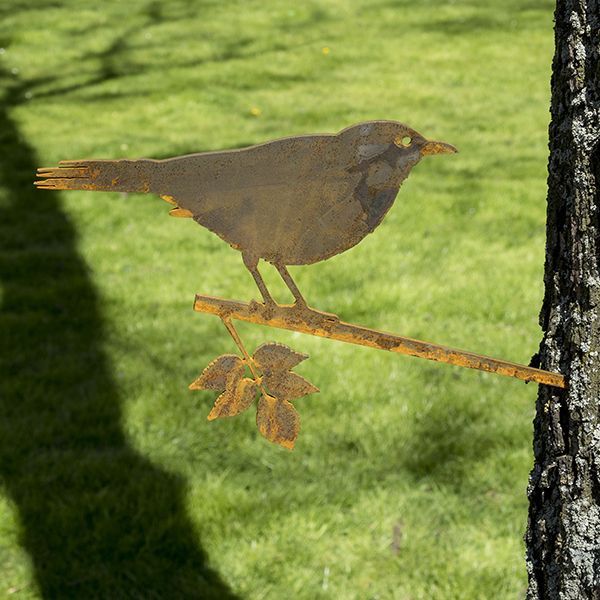 Amsel, Turdus merula aus Cortenstahl mit feiner Patina