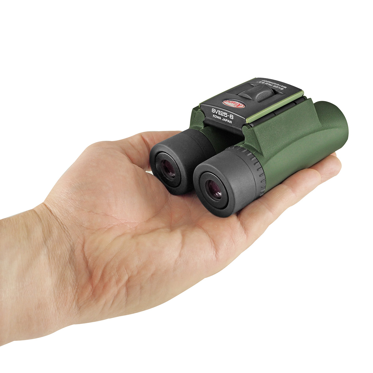 SVII-8x25-in-hand Kowa SV II 8x25, geschlossen in Hand