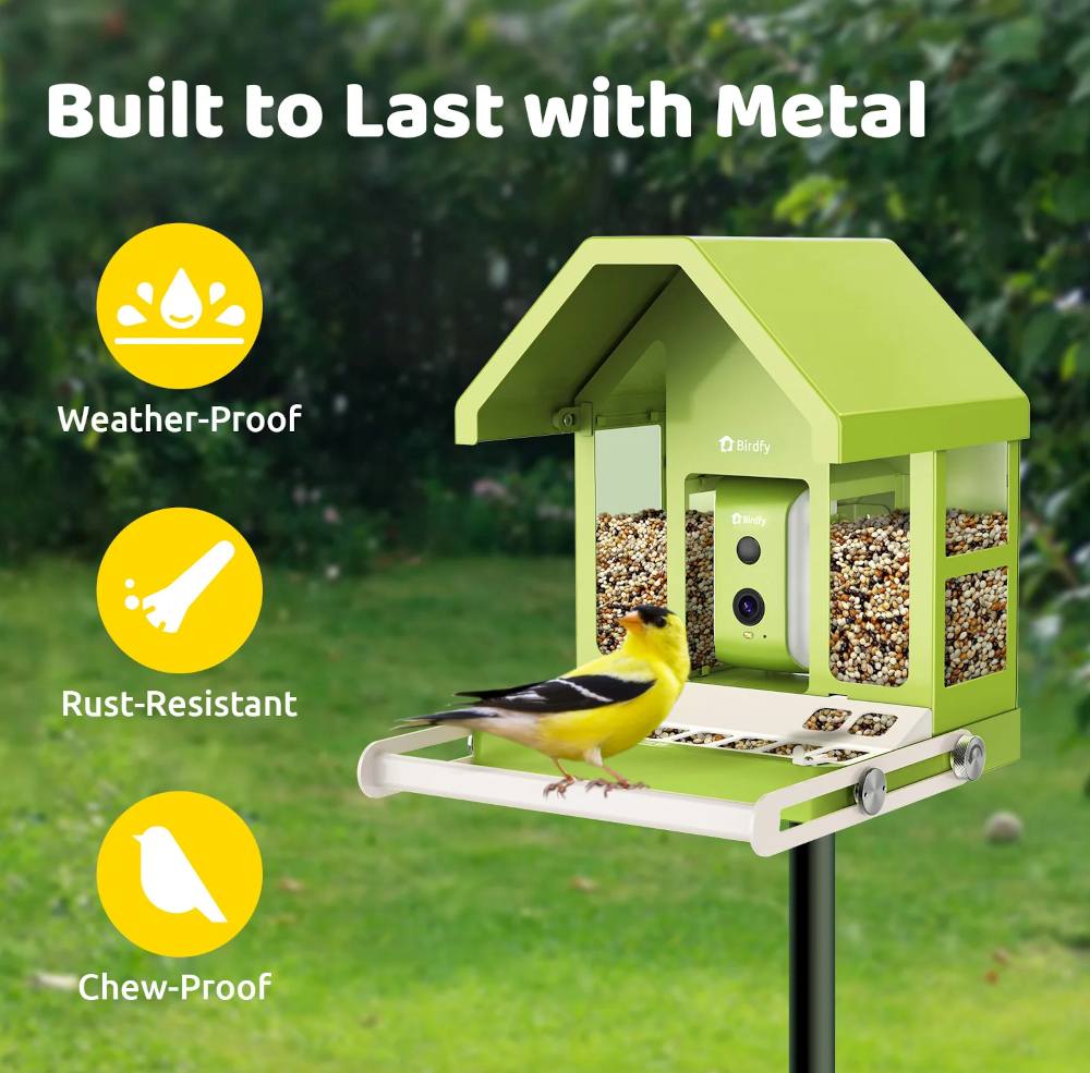 Langlebiges Birdfy Futterhaus aus Metall mit Kamera