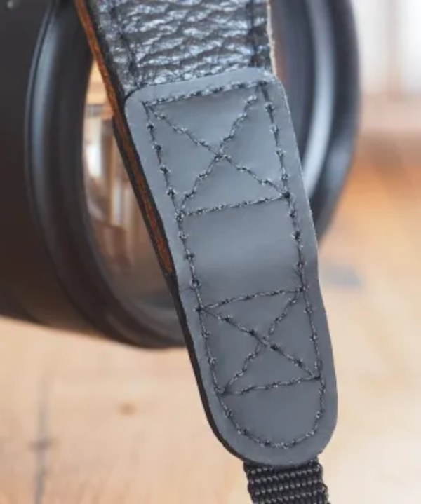 Lederendstück Trageriemen, 60mm, schwarz-natur, EDDYCAM