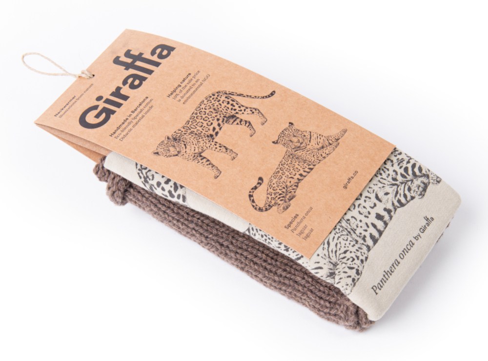 Giraffa - Jaguar sand & grau Schlauchtuch, mit Strick