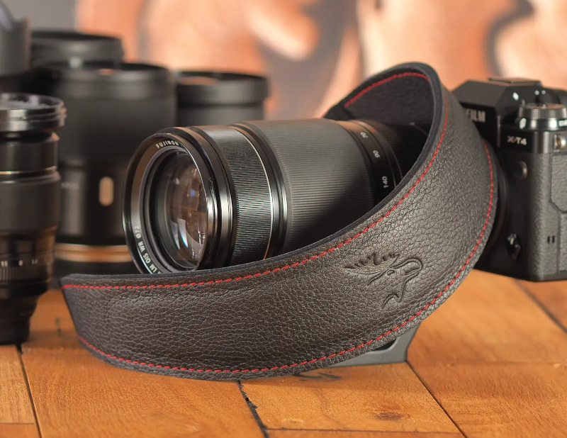 EDDYCAM, Ledertrageriemen 60mm, schwarz KN rot
